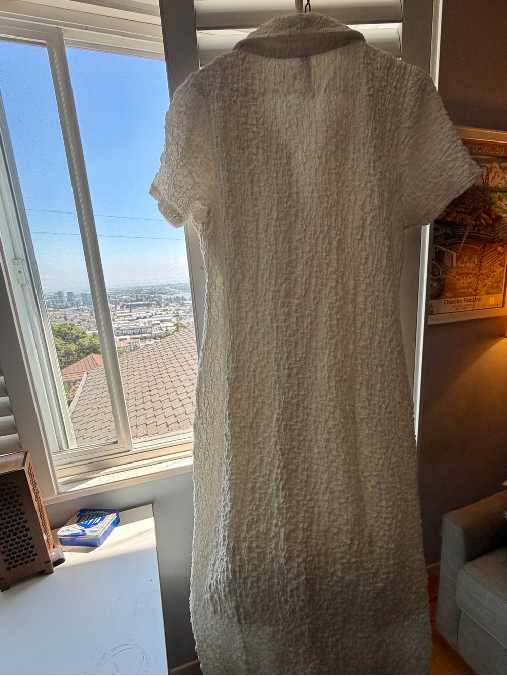 Anthropologie Cream Textured Midi Dress